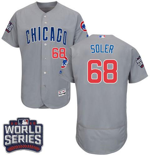 Cubs 68 Jorge Soler Grey Flexbase Authentic Collection Road 2016 World Series Bound Stitched MLB Jersey