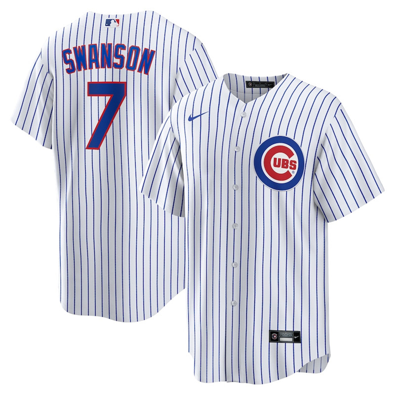 Cubs 7 Dansby Swanson White Nike Cool Base Jersey