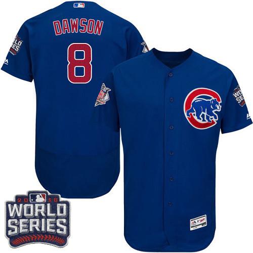 Cubs 8 Andre Dawson Blue Flexbase Authentic Collection 2016 World Series Bound Stitched MLB Jersey