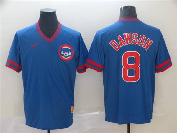 Cubs 8 Andre Dawson Blue Throwback Jersey