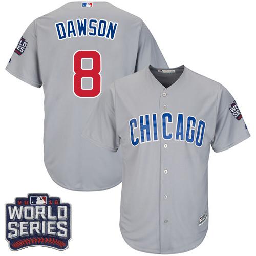 Cubs 8 Andre Dawson Grey Road 2016 World Series Bound Stitched Youth MLB Jersey