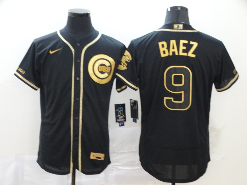 Cubs 9 Javier Baez Black Gold Nike Flexbase Jersey