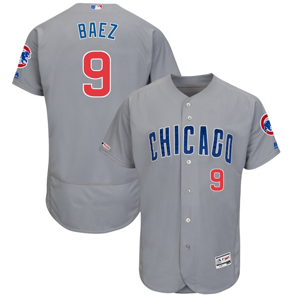 Cubs 9 Javier Baez Gray 150th Patch Flexbase Jersey