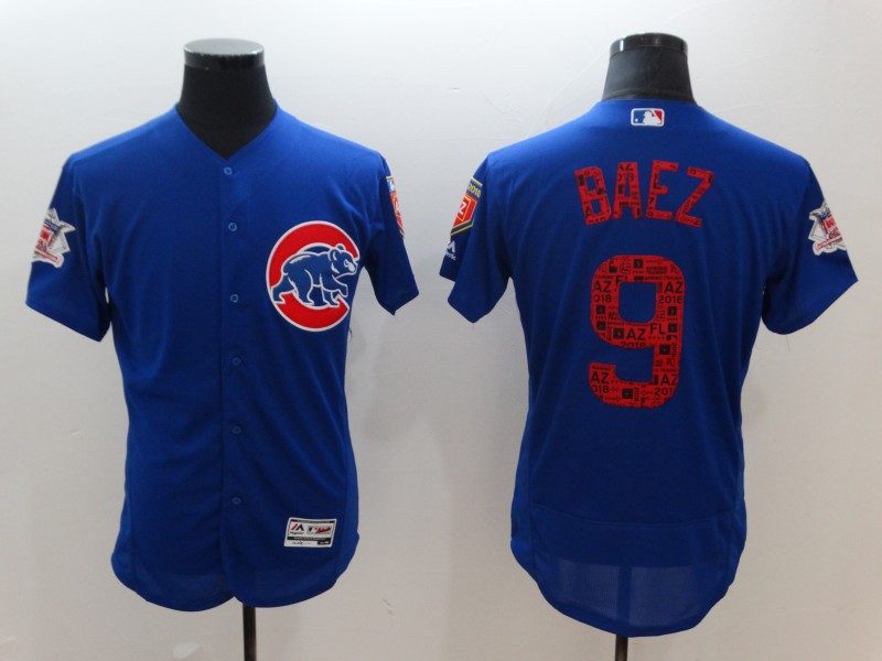 Cubs 9 Javier Baez Royal 2018 Spring Training Flexbase Jersey