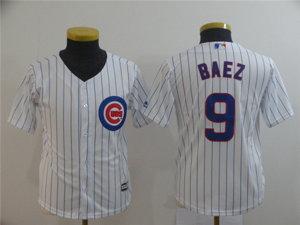 Cubs 9 Javier Baez White Youth Cool Base Jersey