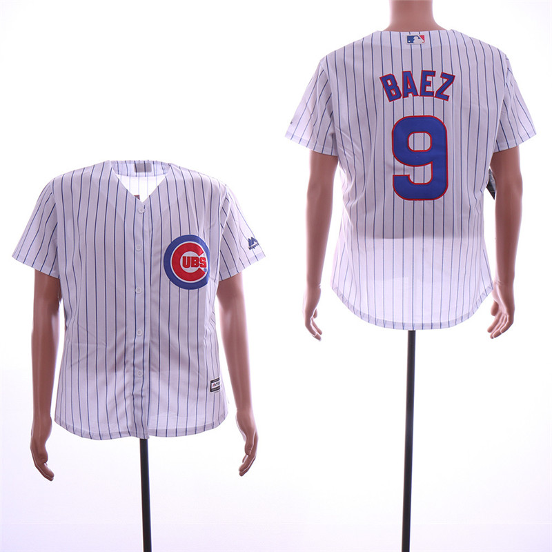 Cubs 9 Javiers Baez White Cool Base Jersey
