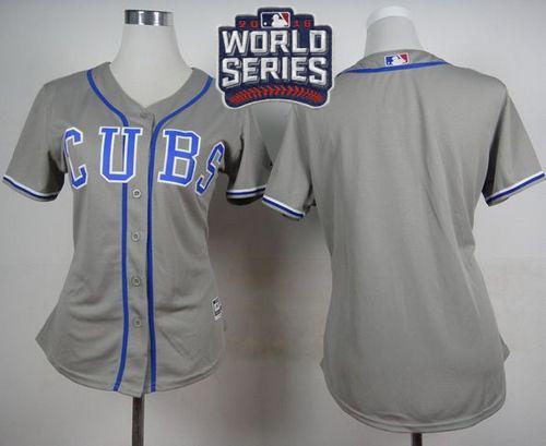 Cubs Blank Grey Alternate Road 2016 World Series Bound Women Stitched MLB Jersey