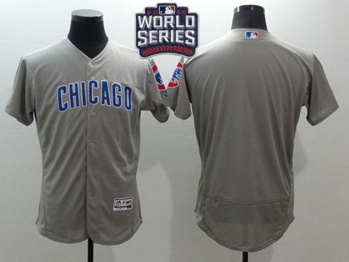 Cubs Blank Grey Flexbase Authentic Collection Road 2016 World Series Bound Stitched MLB Jersey