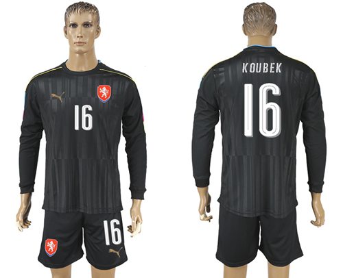 Czech 16 Koubek Black Long Sleeves Goalkeeper Soccer Country Jersey