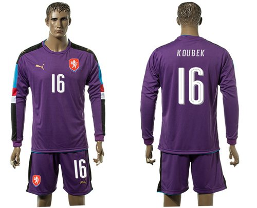 Czech 16 Koubek Purple Goalkeeper Long Sleeves Soccer Country Jersey