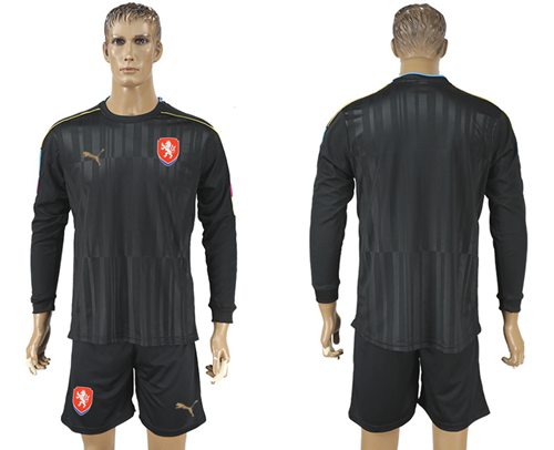Czech Blank Black Long Sleeves Goalkeeper Soccer Country Jersey