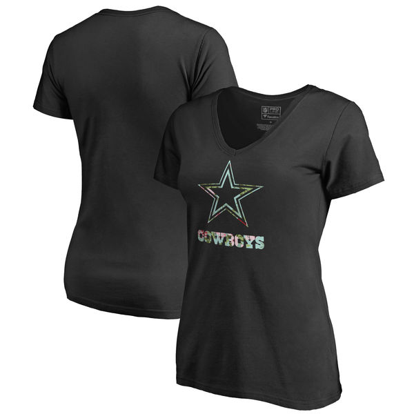 Dallas Cowboys NFL Pro Line by Fanatics Branded Women's Lovely Plus Size V Neck T Shirt Black