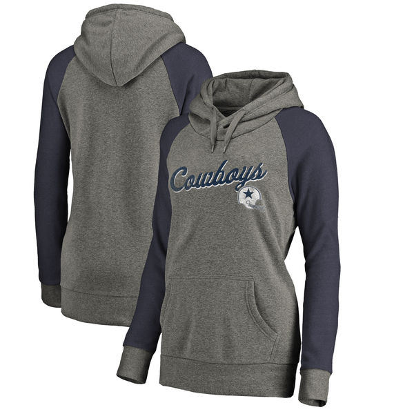 Dallas Cowboys NFL Pro Line by Fanatics Branded Women's Timeless Collection Rising Script Plus Size Tri Blend Hoodie Ash