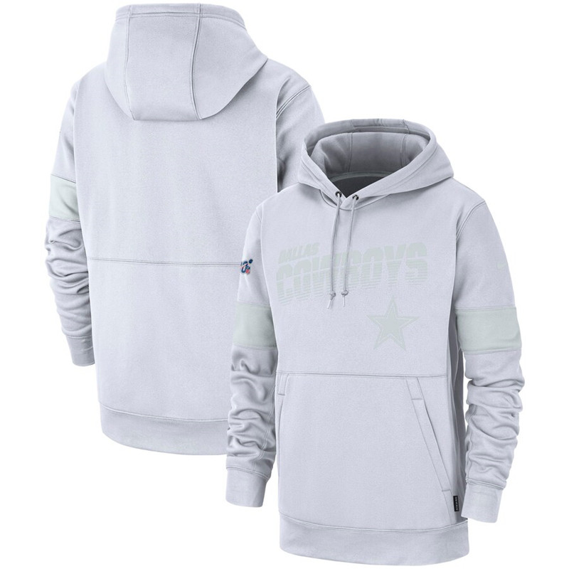 Dallas Cowboys Nike NFL 100 2019 Sideline Platinum Therma Pullover Hoodie White