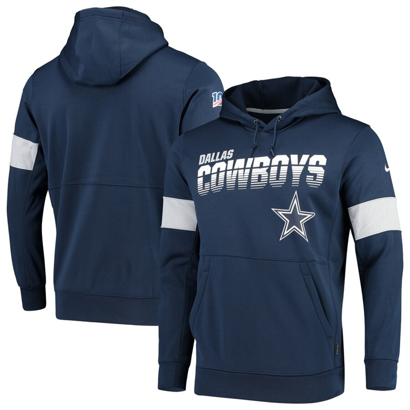 Dallas Cowboys Nike Sideline Team Logo Performance Pullover Hoodie Navy
