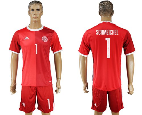 Danmark 1 Schmeichel Red Home Soccer Country Jersey