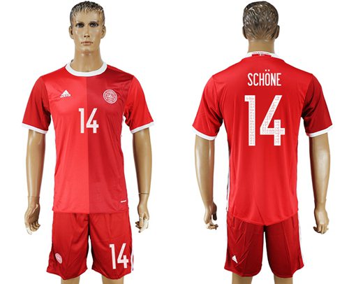 Danmark 14 Schone Red Home Soccer Country Jersey