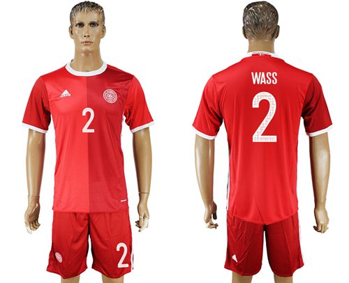 Danmark 2 Wass Red Home Soccer Country Jersey