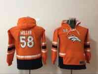 Denver Broncos 58 Von Miller Orange Youth All Stitched Hooded Sweatshirt