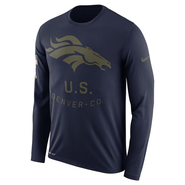 Denver Broncos  Salute to Service Sideline Legend Performance Long Sleeve T Shirt Navy