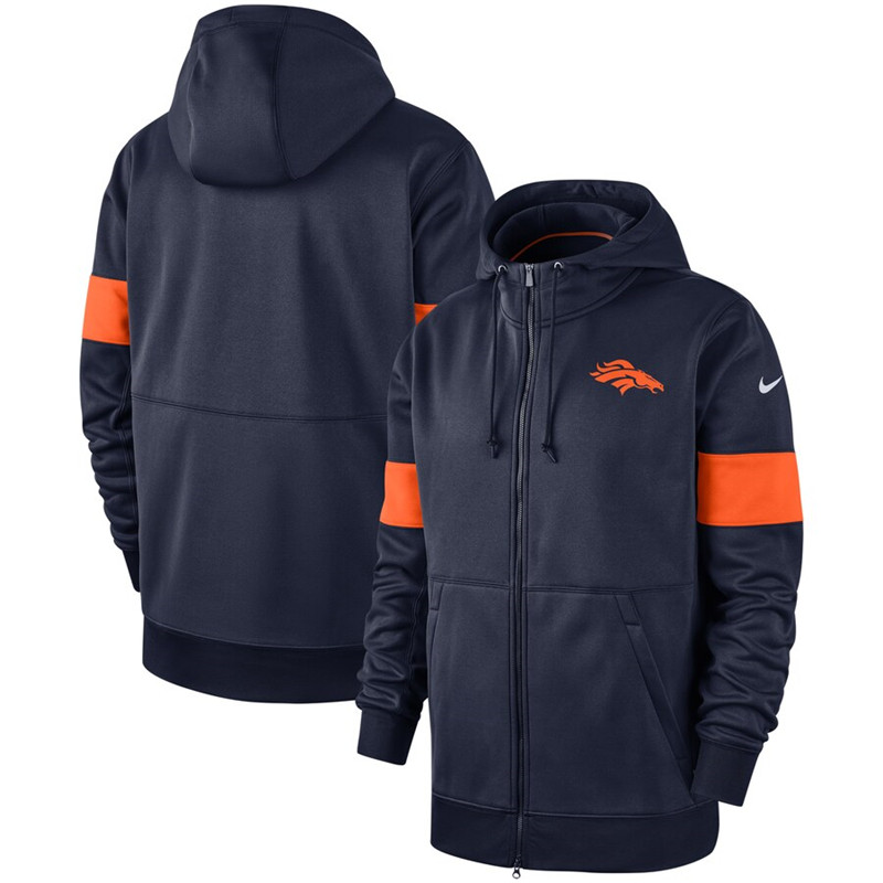 Denver Broncos Nike Sideline Performance Full Zip Hoodie Navy