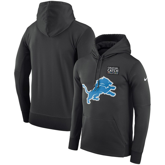 Detroit Lions Anthracite  Crucial Catch Performance Hoodie