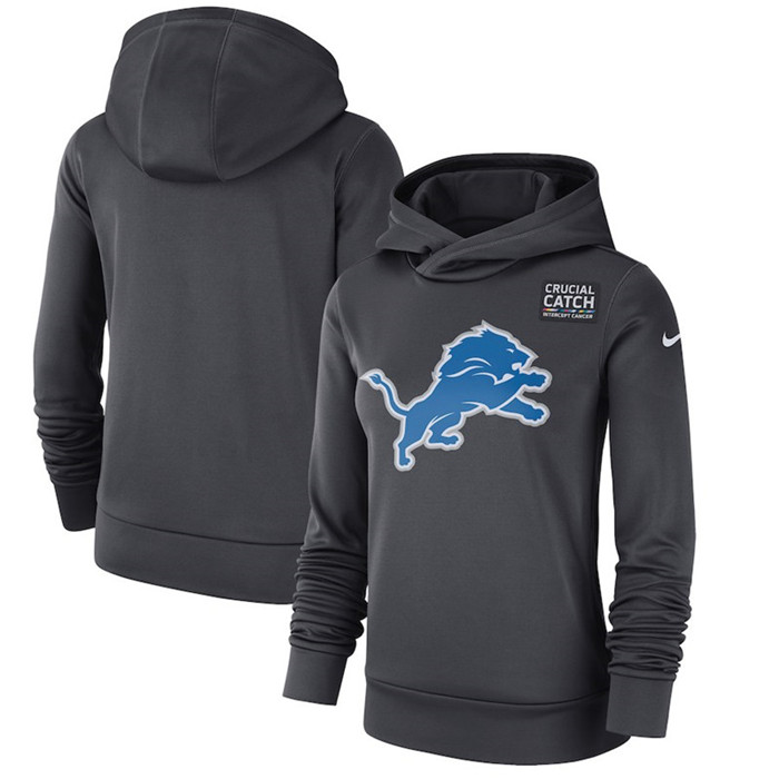 Detroit Lions Anthracite Women's  Crucial Catch Performance Hoodie