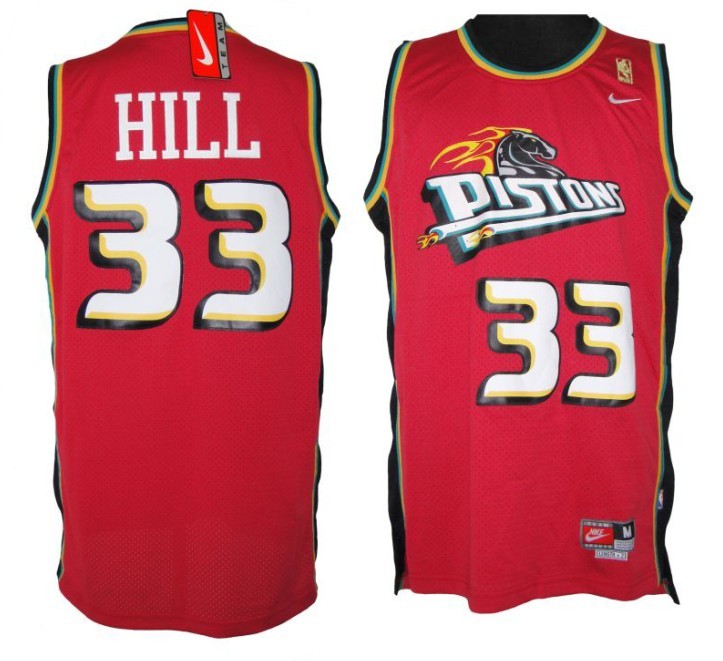 Detroit Pistons Grant Hill 33 Soul Swingman Stitched Red Jerseys
