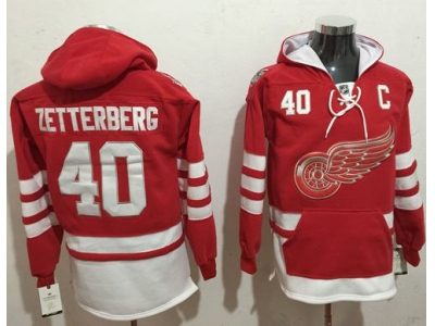 Detroit Red Wings 40 Henrik Zetterberg Red Name Number Pullover NHL Hoodie