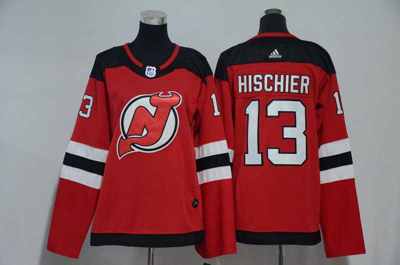 Devils 13 Nico Hischier Red Women  Jersey