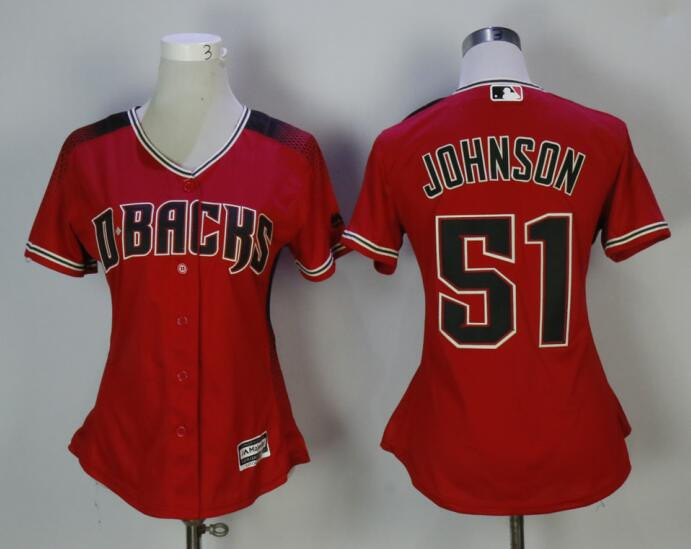 Diamondbacks 51 Randy Johnson Red Sedona Women Cool Base Jersey