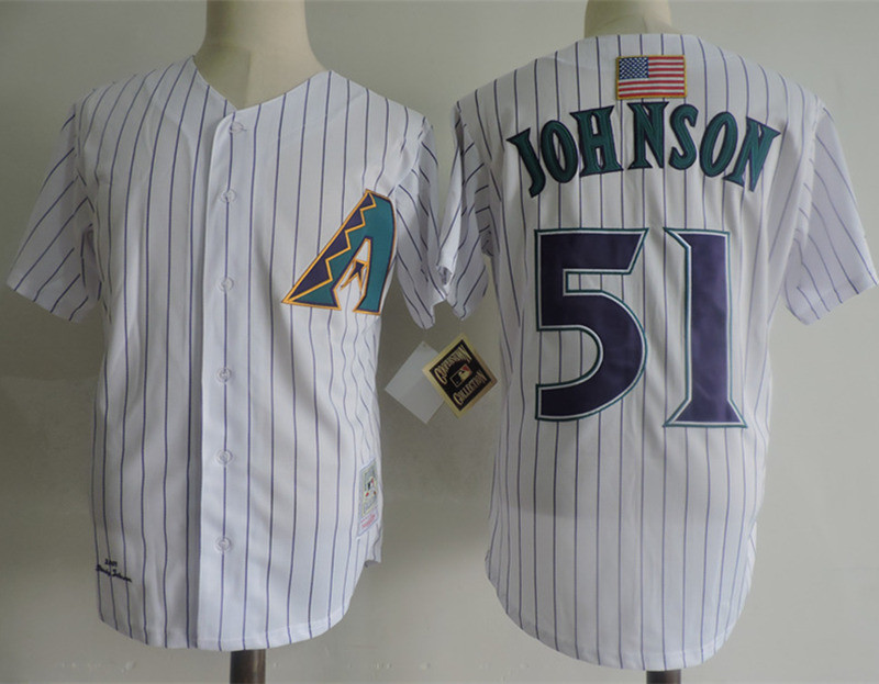 Diamondbacks 51 Randy Johnson White Mitchell & Ness Jersey