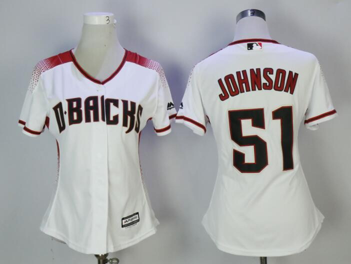 Diamondbacks 51 Randy Johnson White Sedona Women Cool Base Jersey