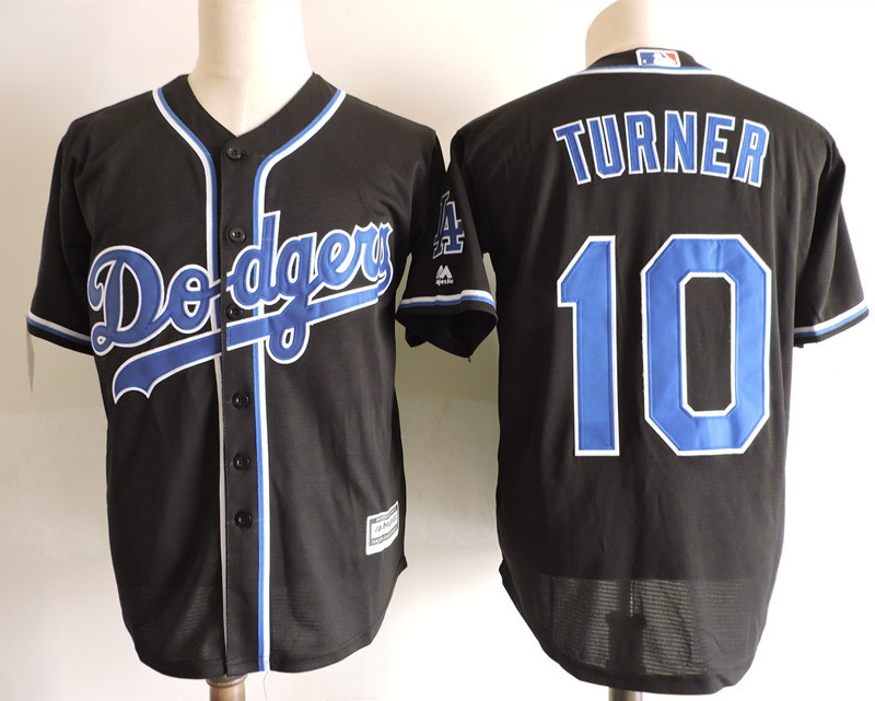 Dodgers 10 Justin Turner Black Cool Base Jersey