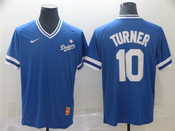 Dodgers 10 Justin Turner Royal Throwback Jersey