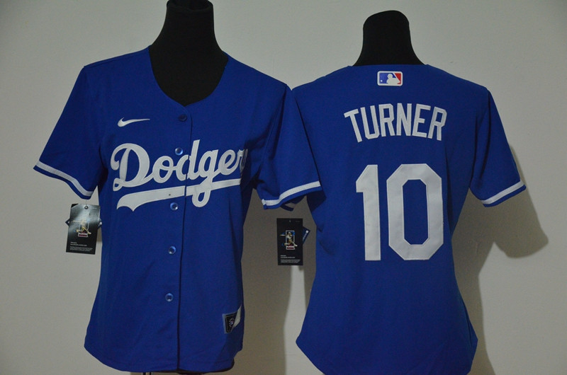 Dodgers 10 Justin Turner Royal Women 2020 Nike Cool Base Jersey