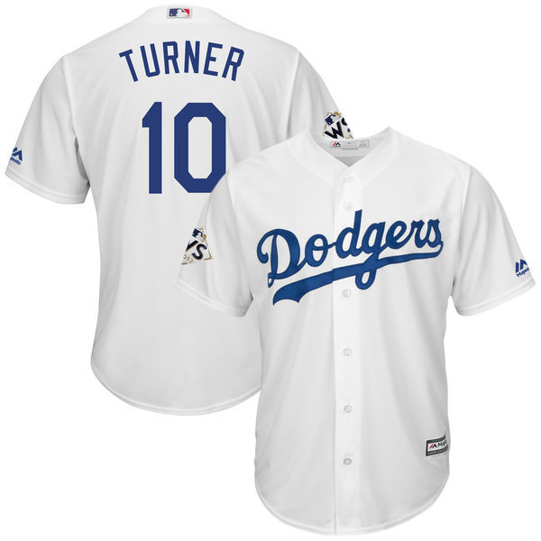 Dodgers 10 Justin Turner White 2017 World Series Bound Cool Base Player Jersey