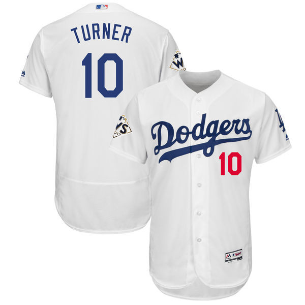 Dodgers 10 Justin Turner White 2017 World Series Bound Flexbase Player Jersey