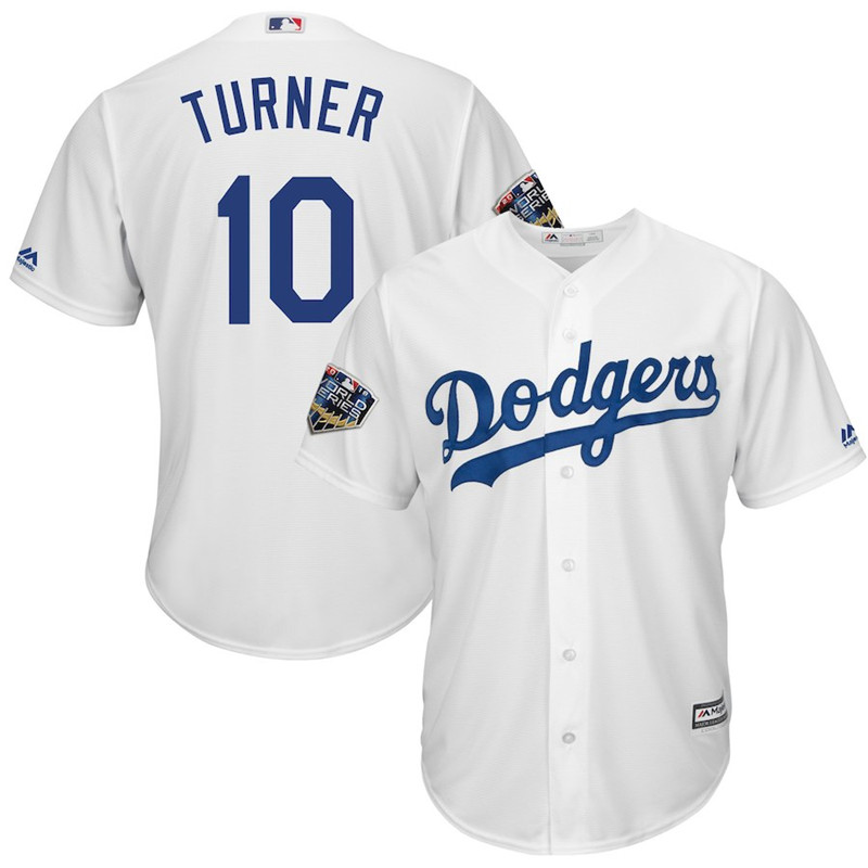 Dodgers 10 Justin Turner White 2018 World Series Cool Base Player Jersey