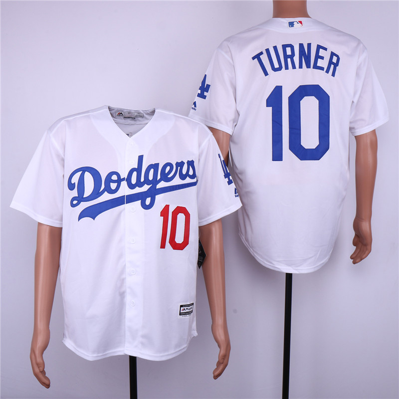 Dodgers 10 Justin Turner White Cool Base Jersey
