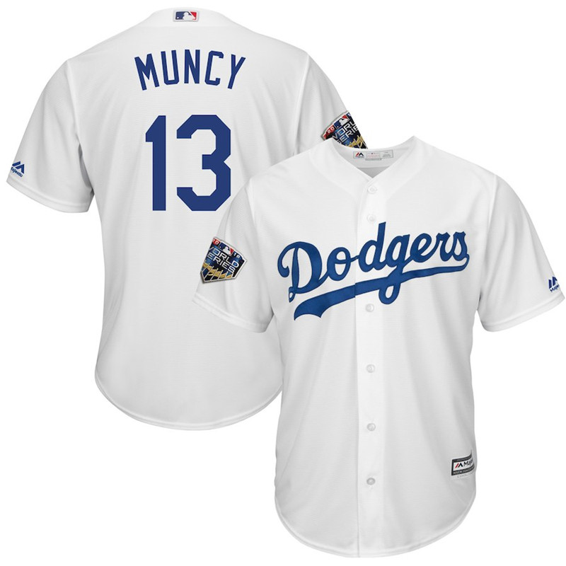 Dodgers 13 Max Muncy White 2018 World Series Cool Base Player Jersey
