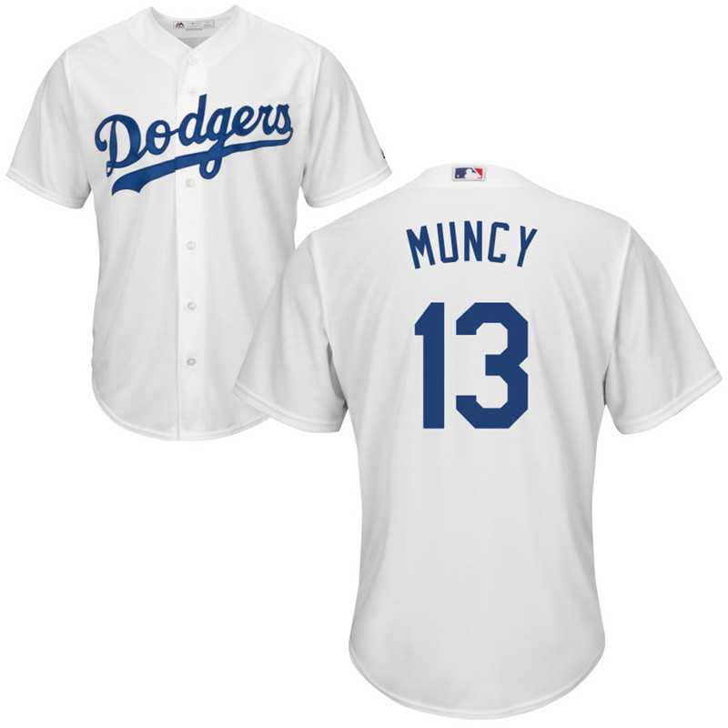 Dodgers 13 Max Muncy White Cool Base Jersey