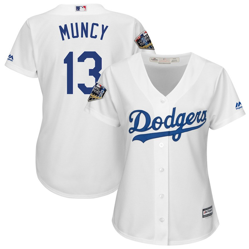 Dodgers 13 Max Muncy White Women 2018 World Series Cool Base Player Jersey