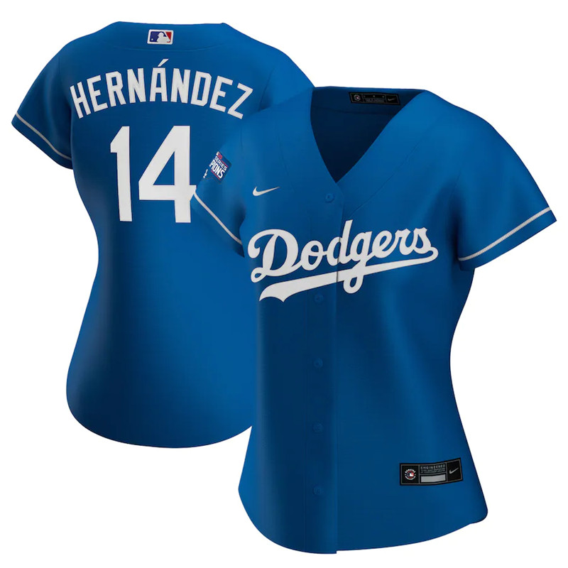 Dodgers 14 Enrique Hernandez Royal Women Nike 2020 World Series Champions Cool Base Jersey