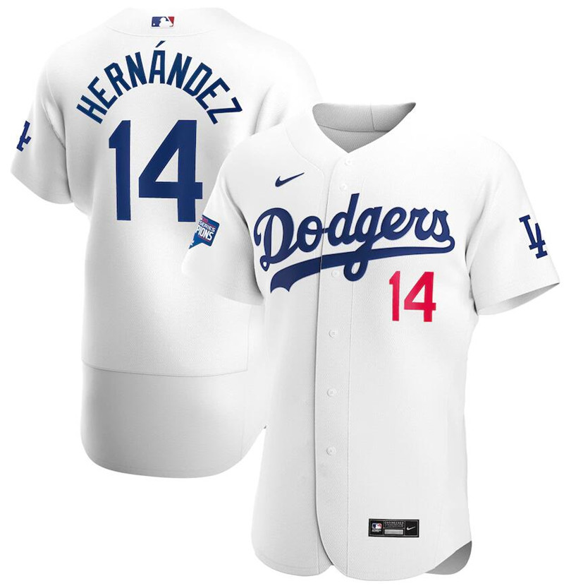 Dodgers 14 Enrique Hernandez White Nike 2020 World Series Champions Flexbase Jersey