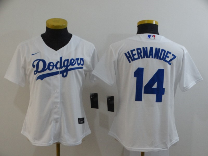 Dodgers 14 Enrique Hernandez White Women 2020 Nike Cool Base Jersey