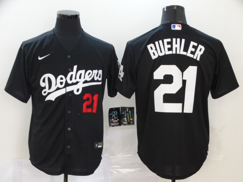 Dodgers 21 Walker Buehler Black 2020 Nike Cool Base Jersey