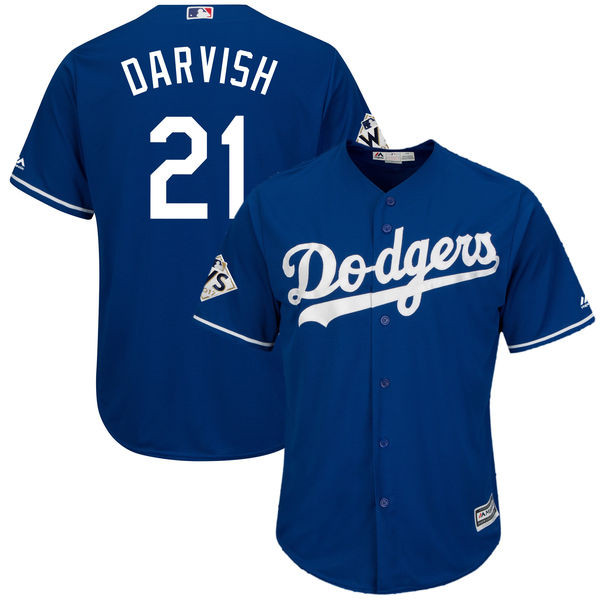 Dodgers 21 Yu Darvish Royal 2017 World Series Bound Cool Base Player Jersey