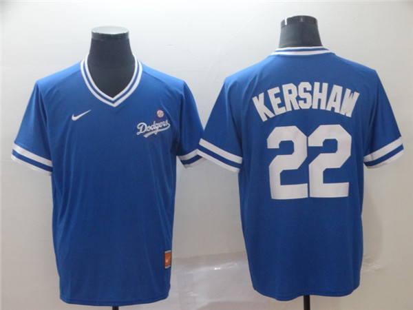 Dodgers 22 Clayton Kershaw Blue Throwback Jersey