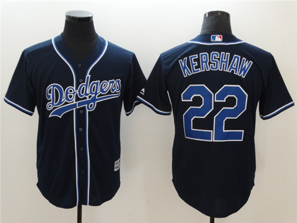 Dodgers 22 Clayton Kershaw Navy Cool Base Jersey